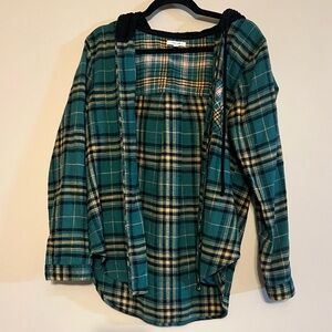 Maurices button down plaid shirt with hood